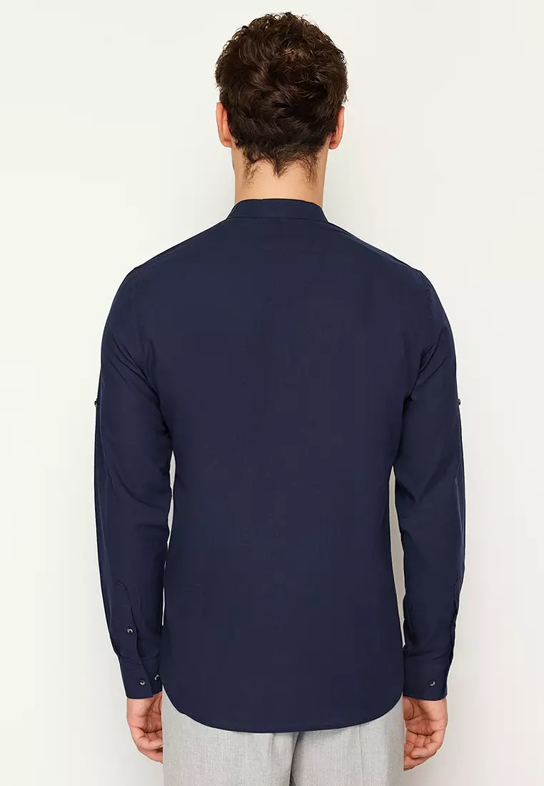 Slim Fit Grandad Collar Shirt