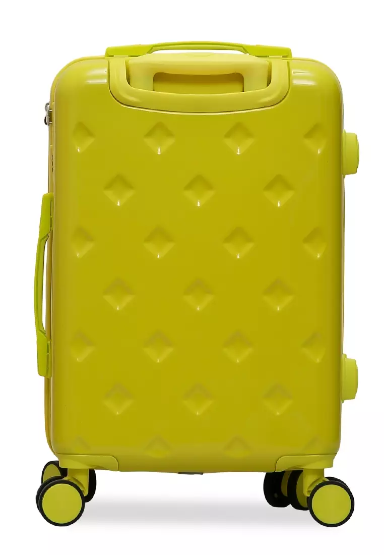 Carlton Koper Size 20inch Diamond Zipper 3 Number Combination Suitcase Unisex Material Fiber ORIGINAL - Yellow
