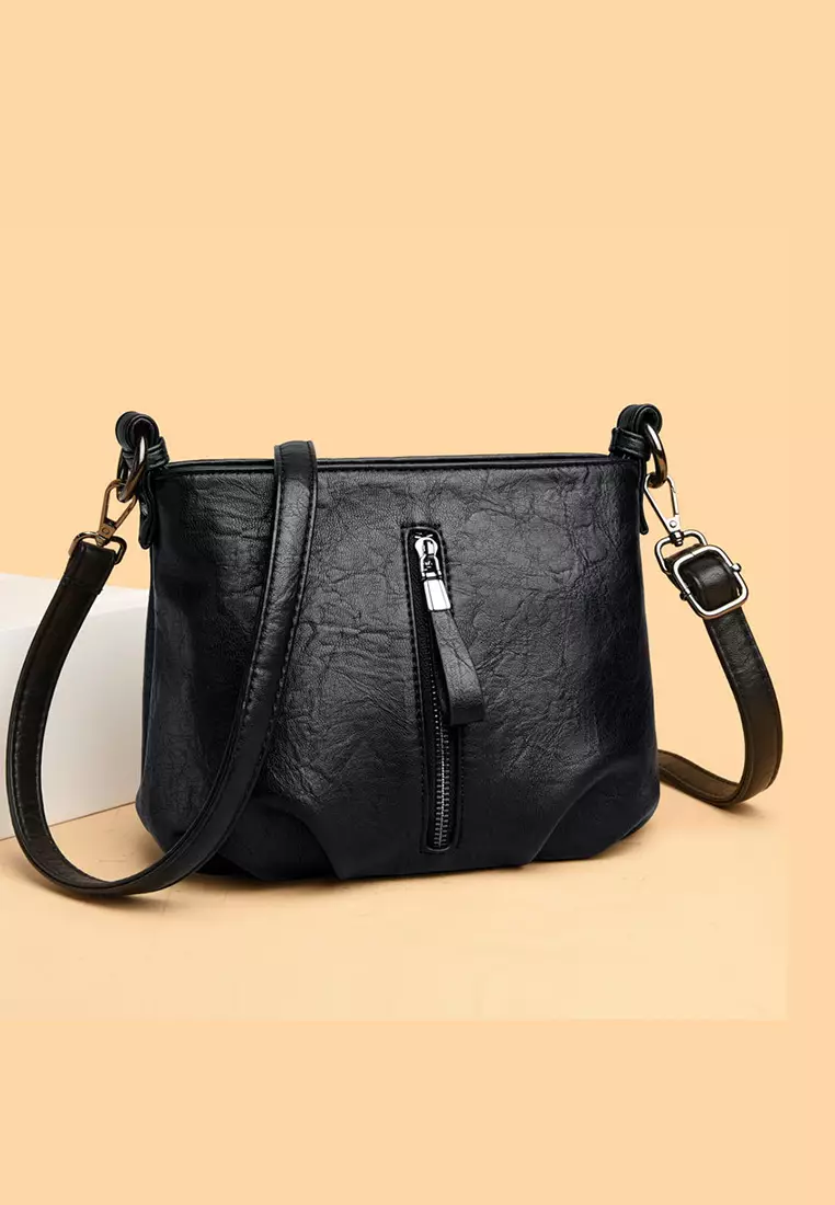 Textured Faux Leather Cross-Body Bucket Bag JW HD-3938