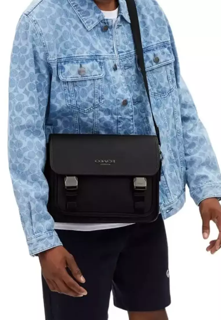 Racer Messenger Men's Crossbody Bag In Black CU110