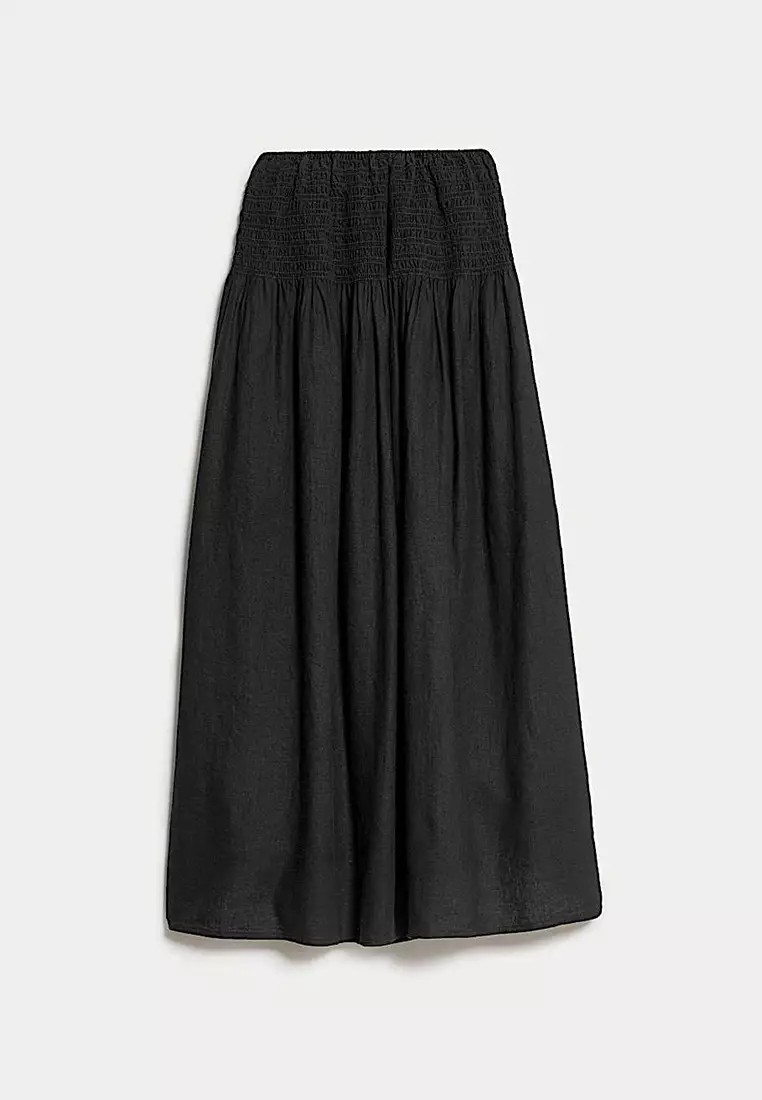 Linen Rich Maxi A-Line Skirt