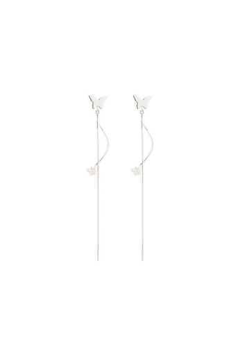 ZITIQUE silver Women's Butterfly Long Earrings - Silver C4CA4AC3DF73C9GS_1