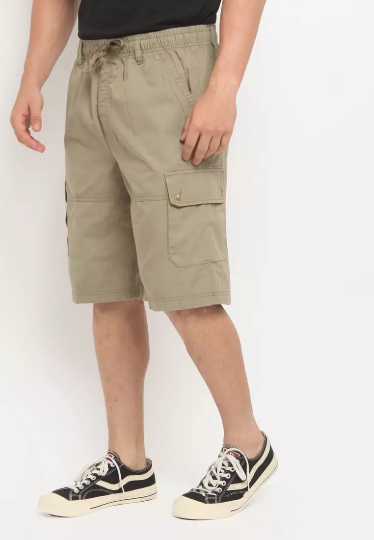 RBJ Celana Pendek Karet Cargo Cotton Olive Pria