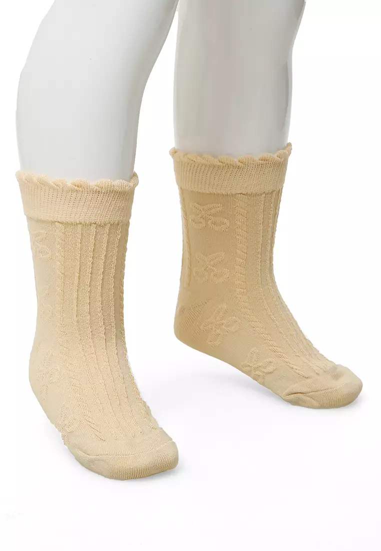 Candie Kaos Kaki Anak Wanita Motif Cherry Children's Socks Comportable Material Cotton ORIGINAL - Beige