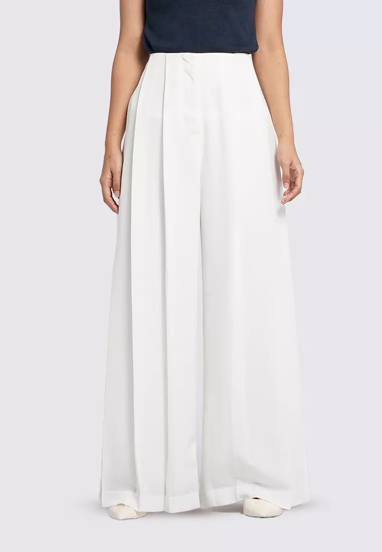 Wide Leg Pleated Trousers
