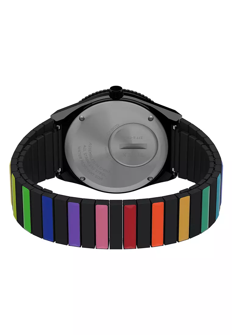 Timex Q Timex Black Stainless Steel Analog Quartz Unisex Watch TW2V65900