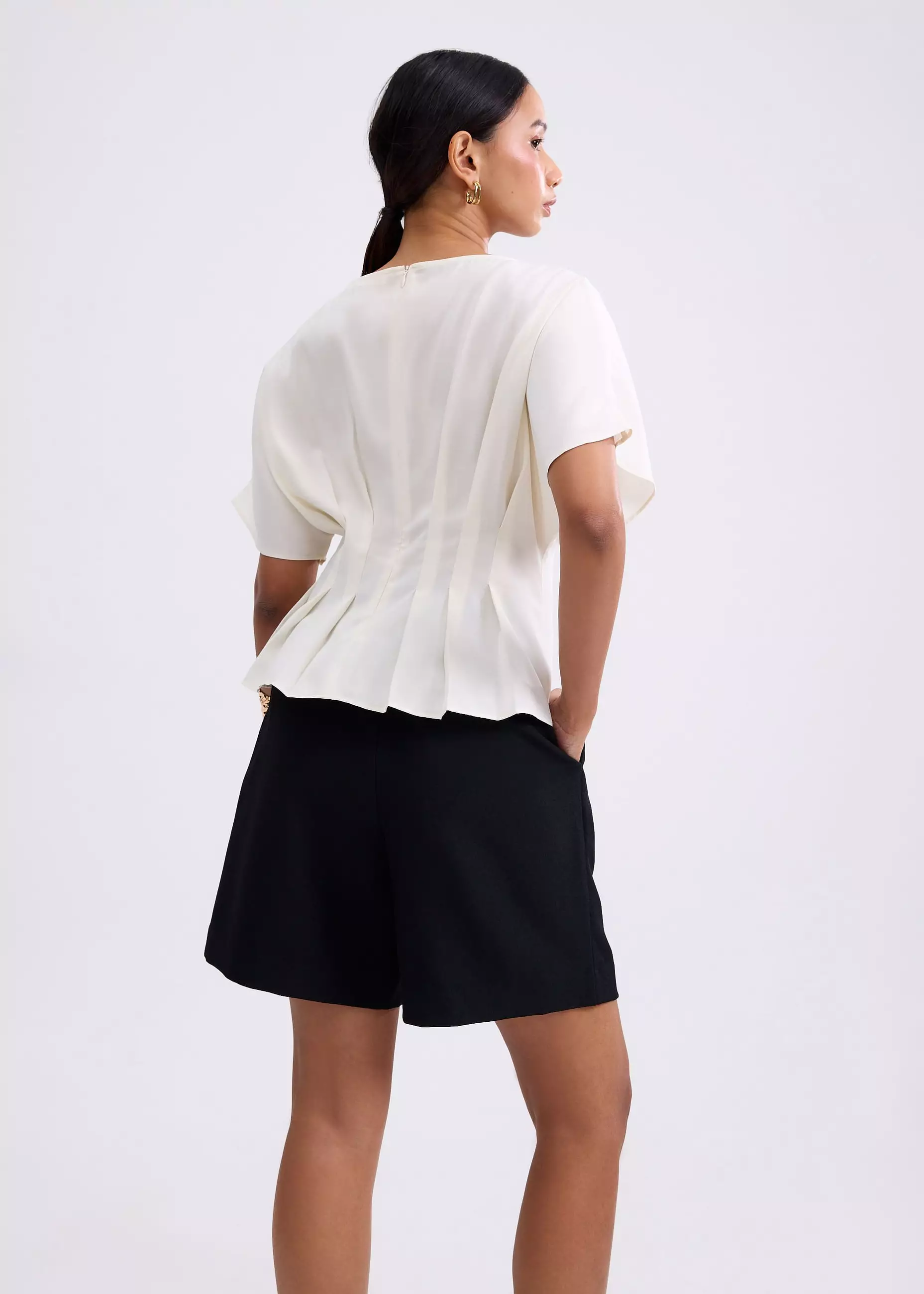 Atasan Wanita - Mariko Boat Neck Peplum Kimono Blouse