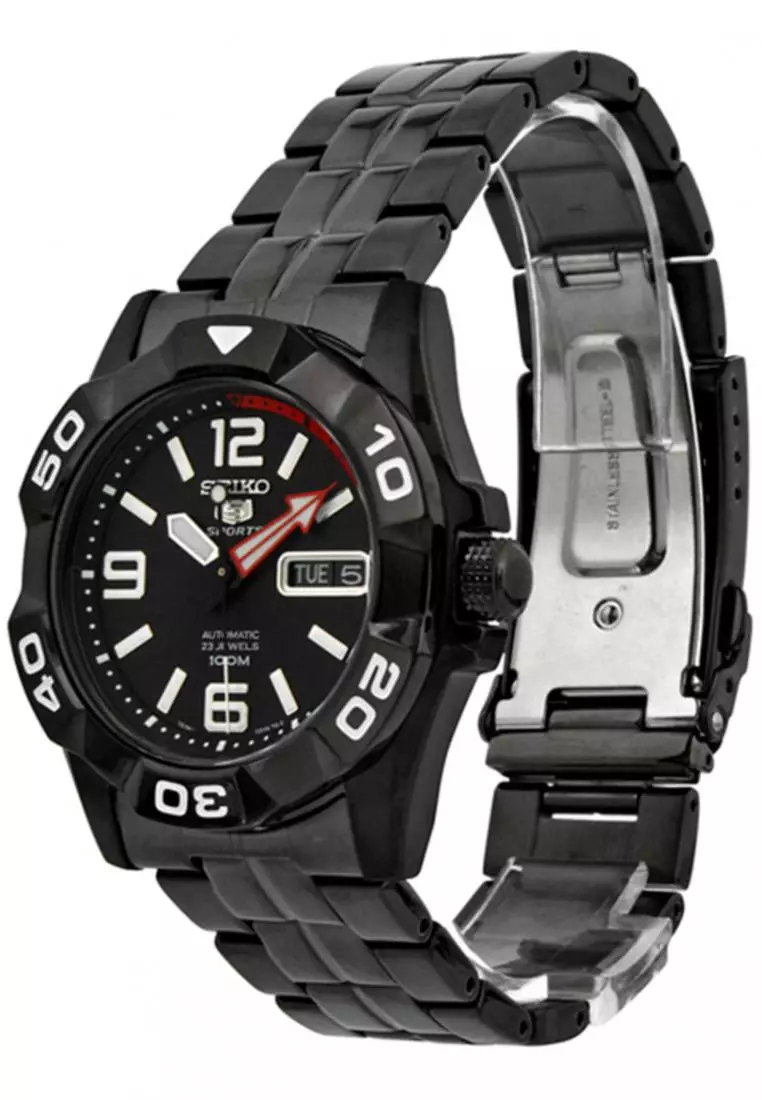 Jam Tangan Pria Seiko 5 Original Garansi Resmi Strap Stainless Steel Black SNZJ01 SNZJ01K1 Black