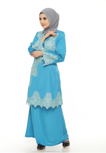 Camila Viscose Lace Kurung from Emanuel Femme in Blue