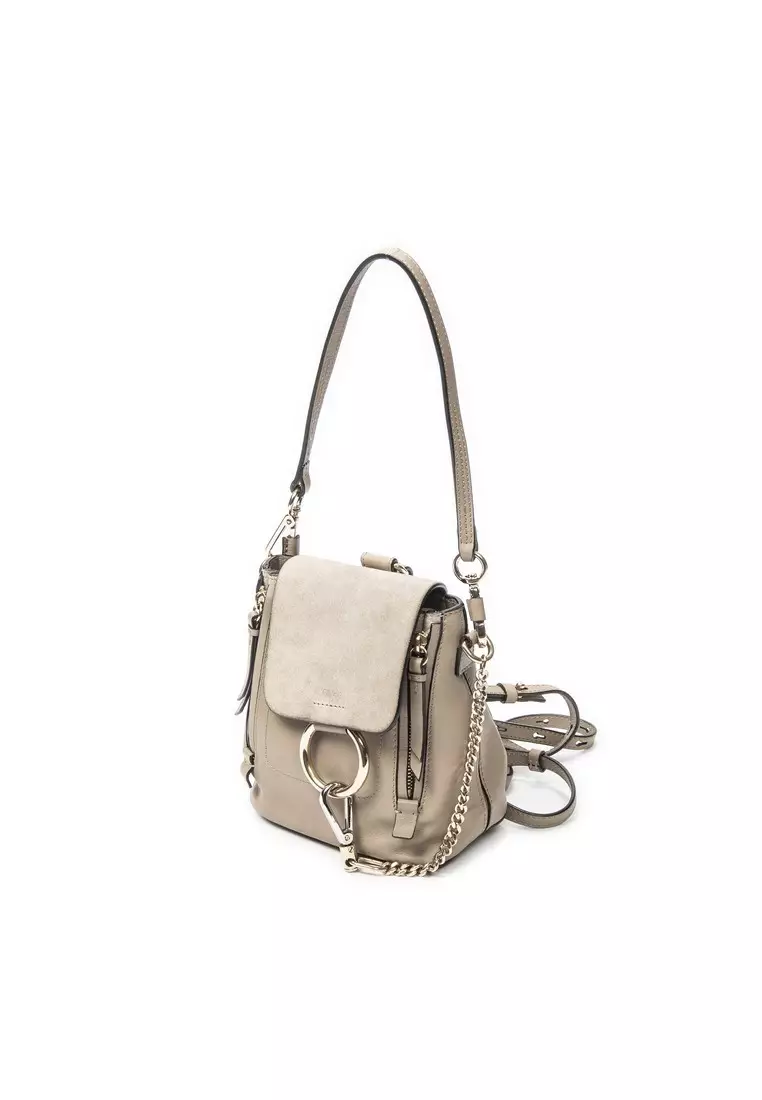 chloe mini backpack motty grey Chloe Suede Calfskin Mini Faye Backpack Motty Grey 1831752  FASHIONPHILE
