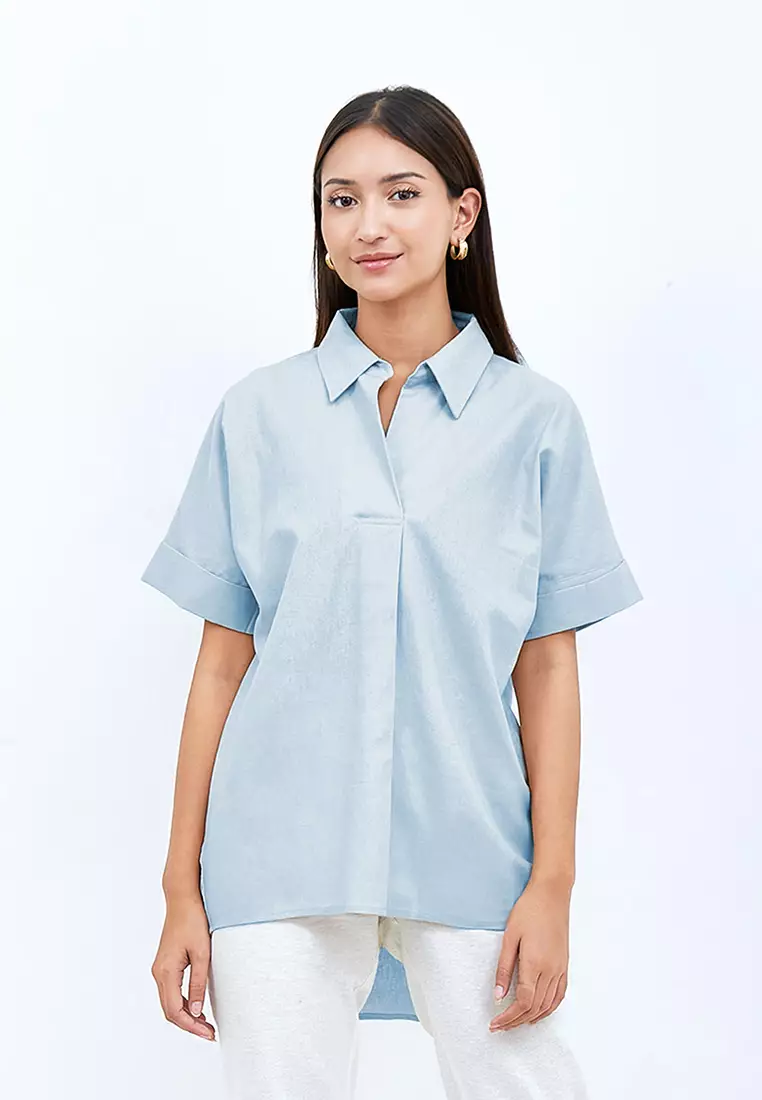 Jual Julia Owers Baju Blouse Wanita NATSUKA Sky Blue Original 2023