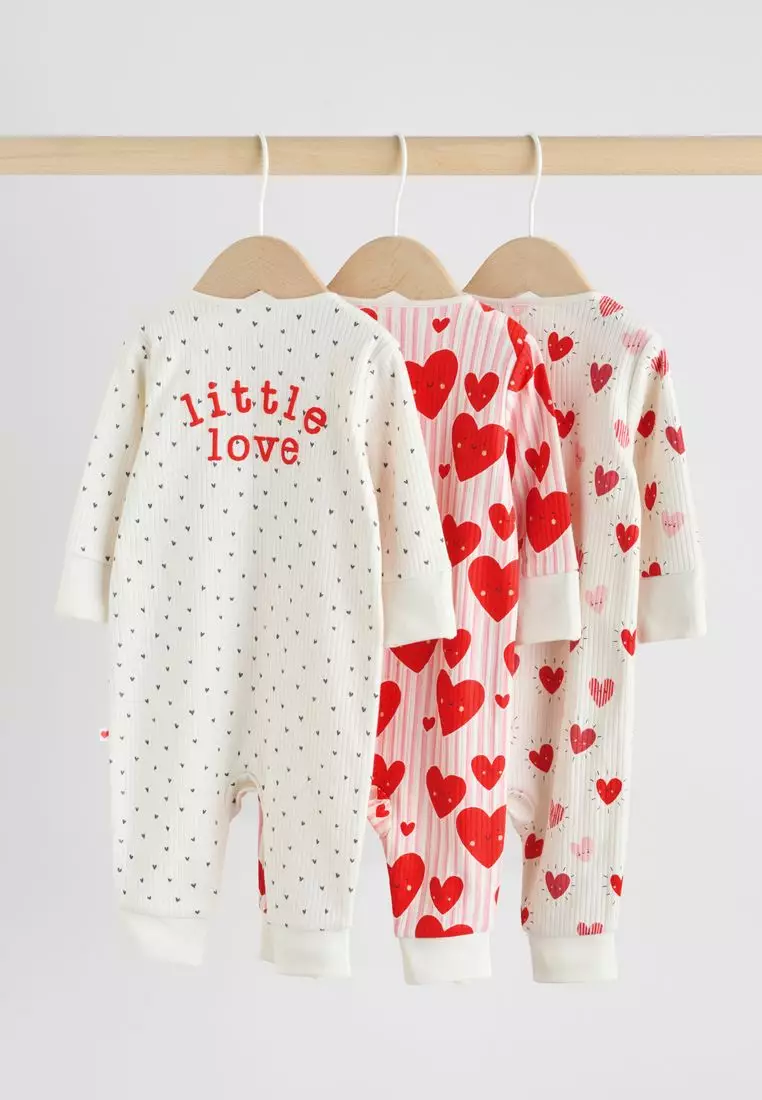 Two Way Zip Baby Sleepsuits 3 Pack