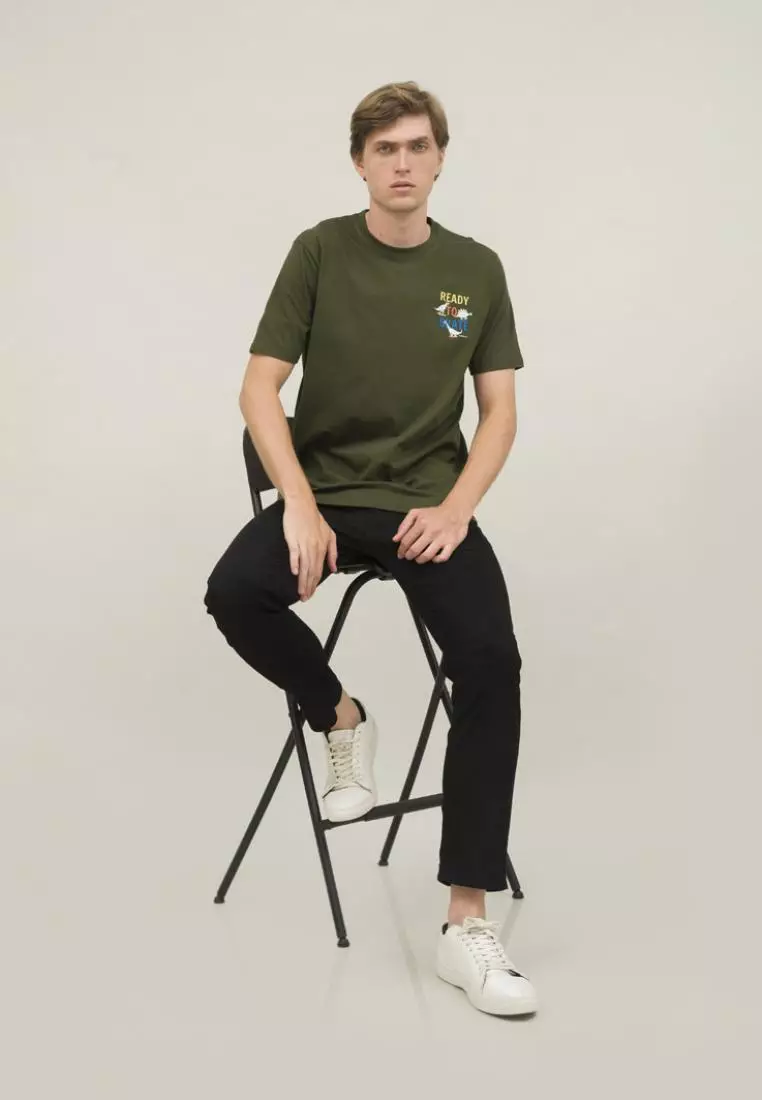 kaos pria lengan pendek dino skate hijau army size jumbo houseofcuff