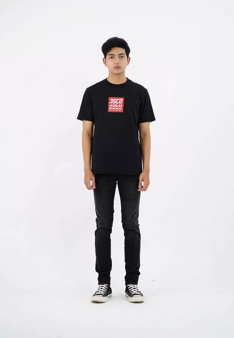 3Second Men's T-Shirt Short Sleeve Regular Fit Cotton Logo Script Phiar OL-C030425