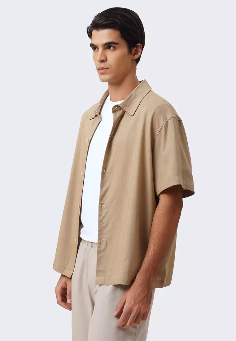 Men's Relaxed Linen Shirt with Back Pleat