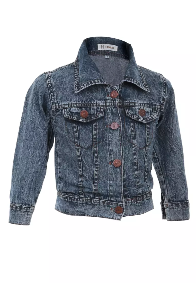 Fayre Jaket Jeans Wash Full Kancing Anak Laki-laki Childrens Outerwear Material Denim ORIGINAL - Snow Blue