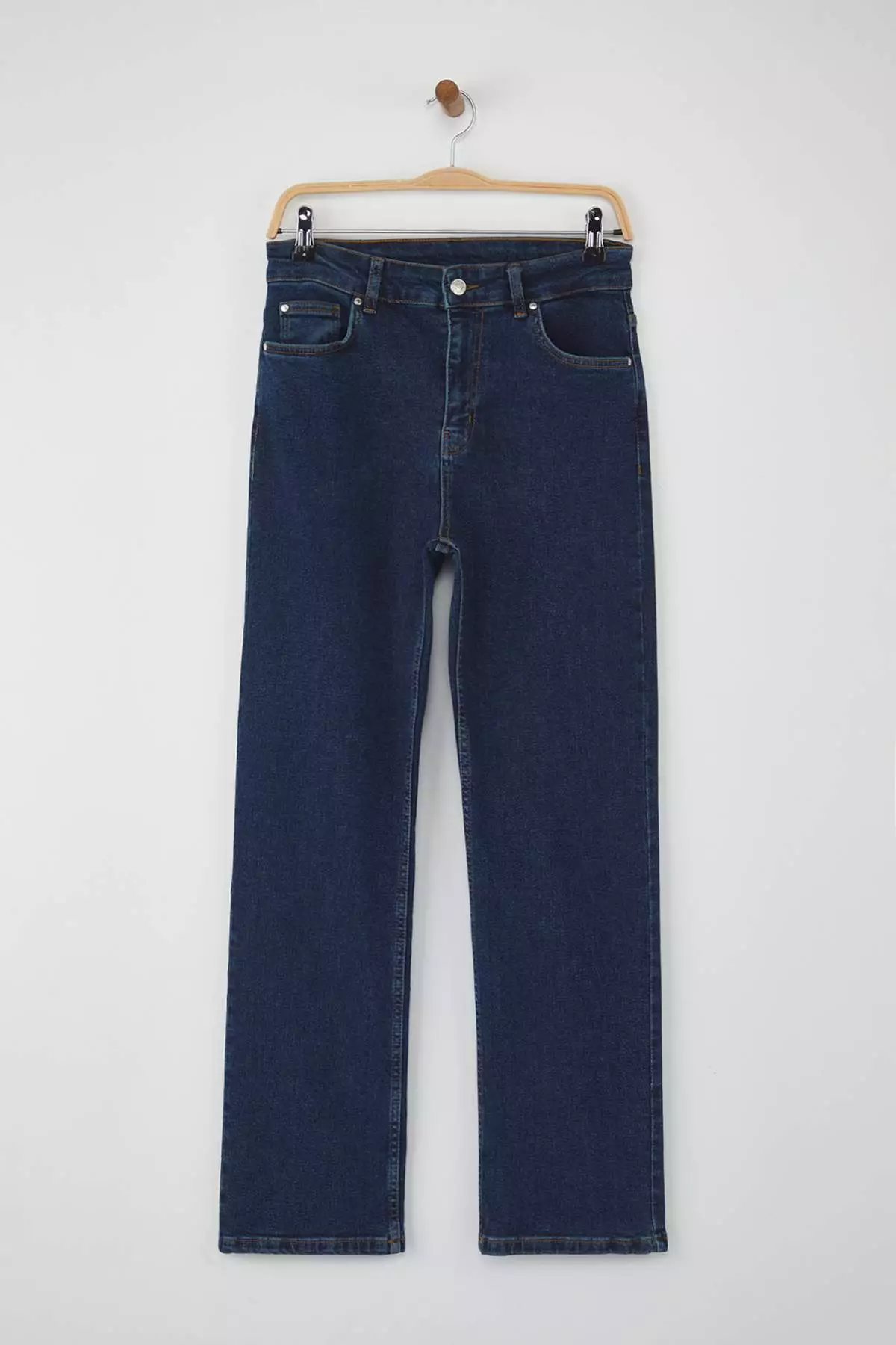 Dark Blue High Waist Comfort/Flexible/Relaxed Straight Cut Straight Leg Jeans Twoaw26Je00062