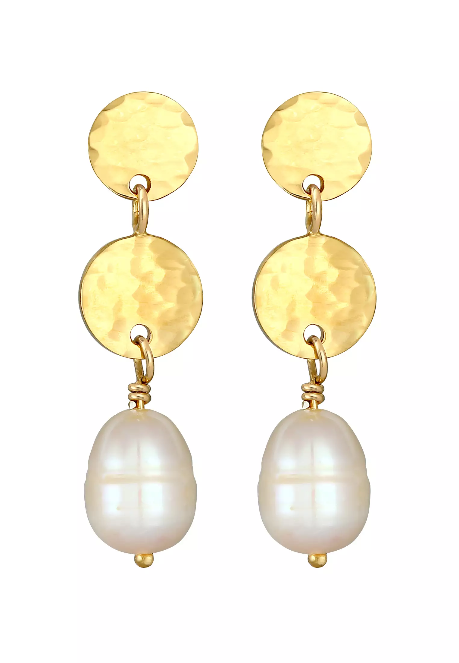 Earrings Drop Earrings Hammered Baroque Freshwater Pearls Gold Plated