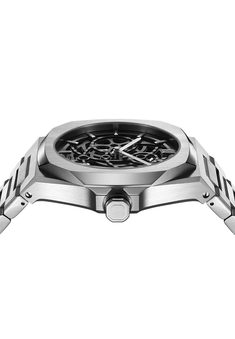 Silver Skeleton Bracelet Watch, 41.5 mm