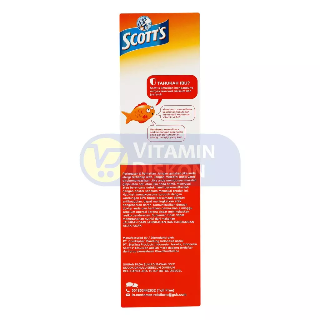 ScottS Emulsion Vita Orange Suplemen Kesehatan Otak Dan Pertumbuhan Anak - 400 Ml