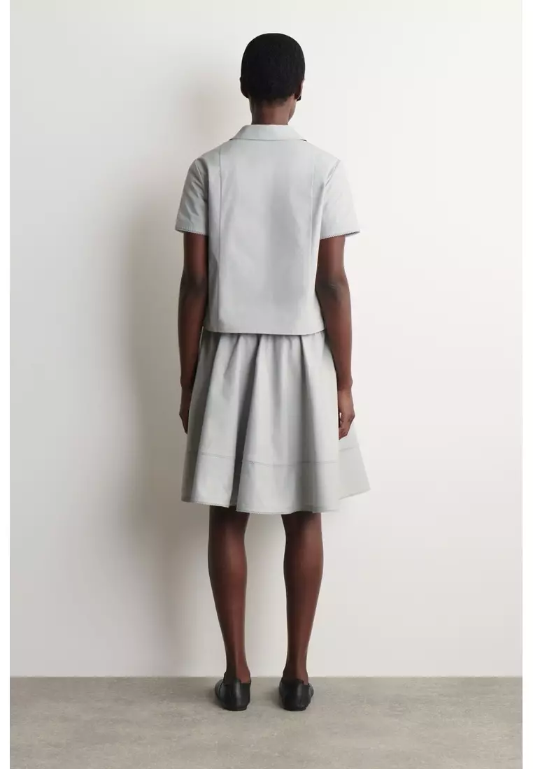 EMBROIDERED COTTON-POPLIN SKIRT