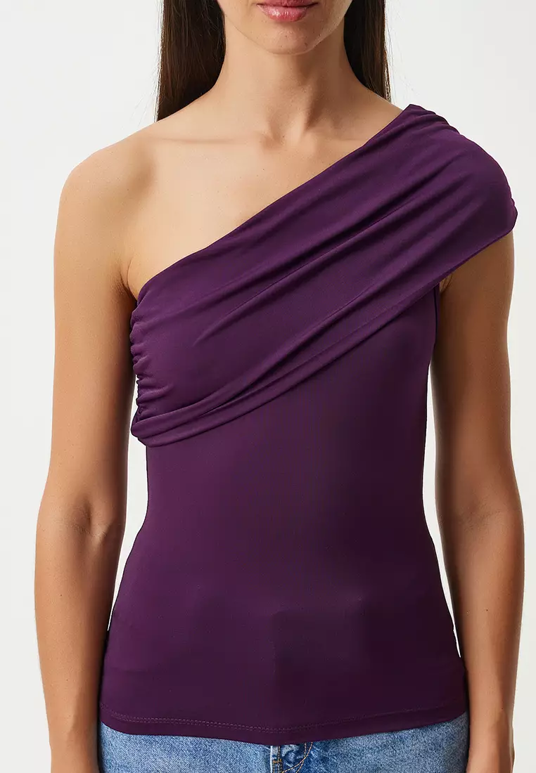 One Shoulder Ruched Blouse