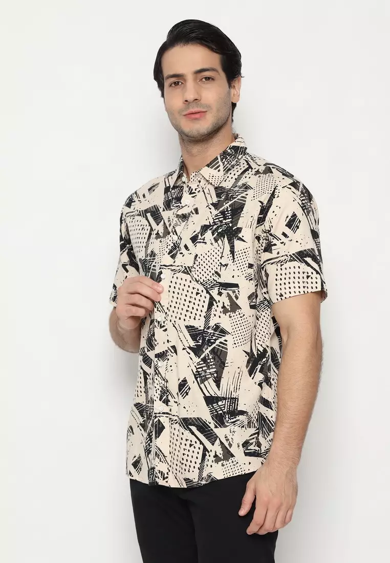 POLICE Kemeja Printing Cotton Tencel Regular Fit Pria