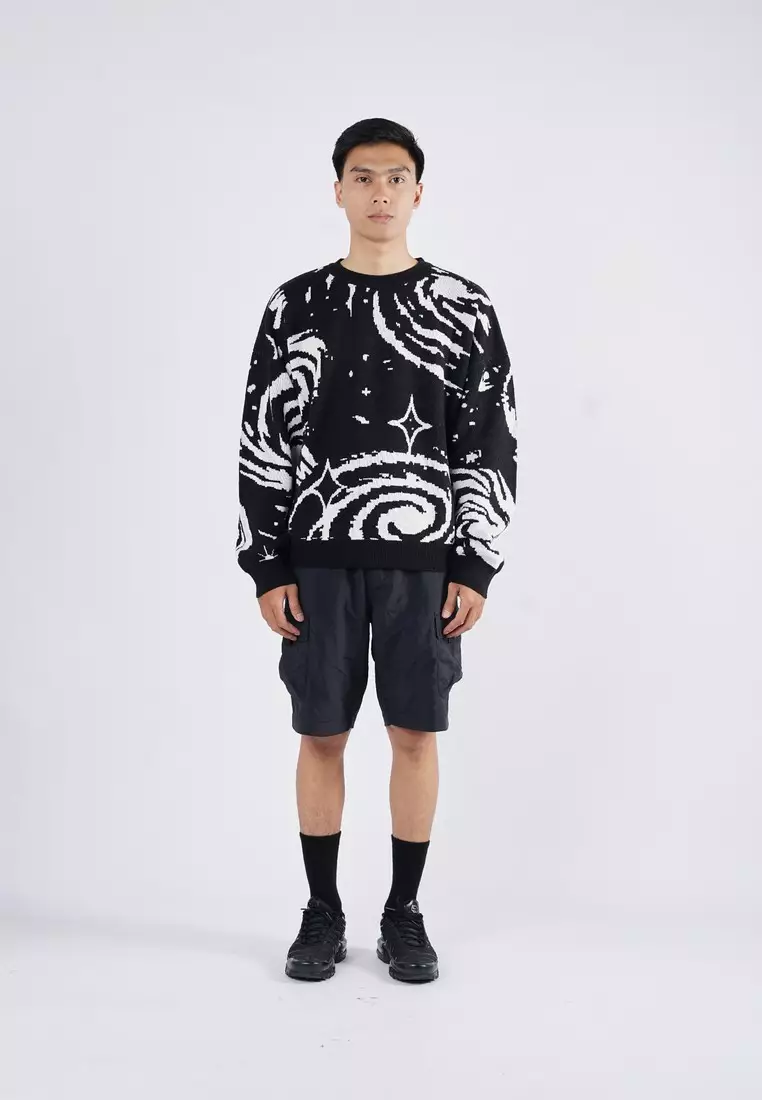 3Second Men's Knitted Jacket Crewneck Sweatshirt Regular Fit Acrylic Storm OL-020925