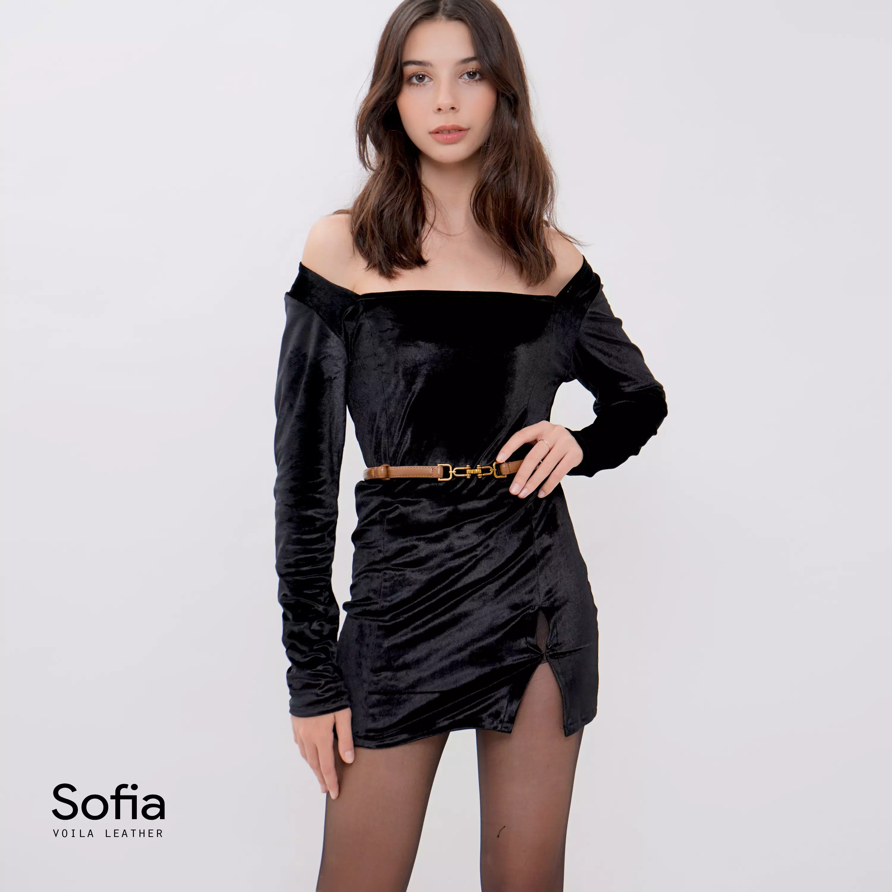 Office And Dress Genuine Leather Women’s Belt Voila Sofia Brown