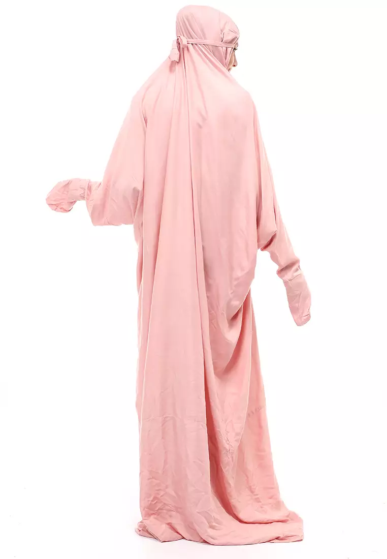 Karina Mukena Terusan Simple Muslimah Wanita Motif Polos Relaxed Fit - Salem