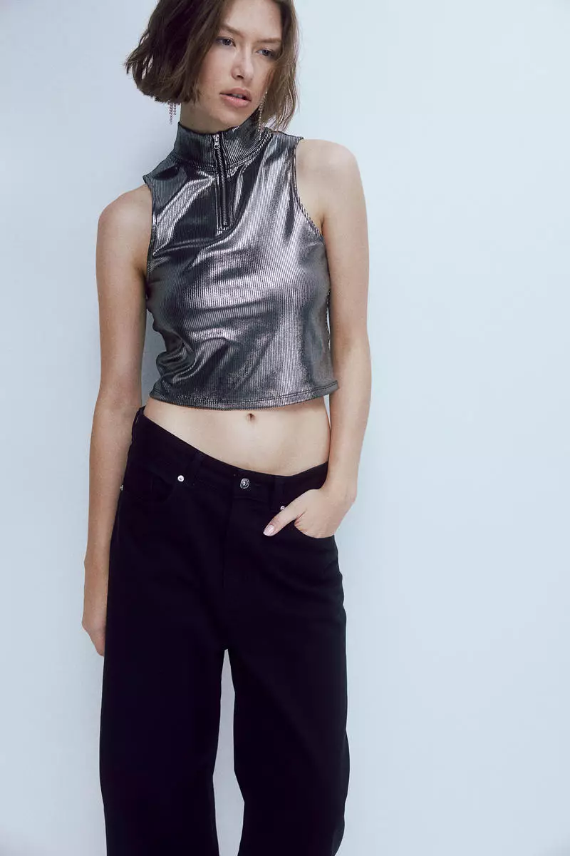 H&M Zip-top shimmering metallic vest top