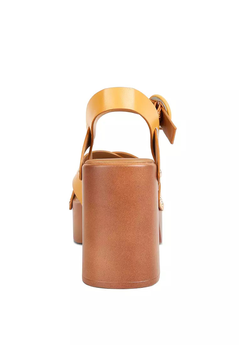 Buy Rag & CO. Tan Cross Strap Embellished Heels Online ZALORA Malaysia