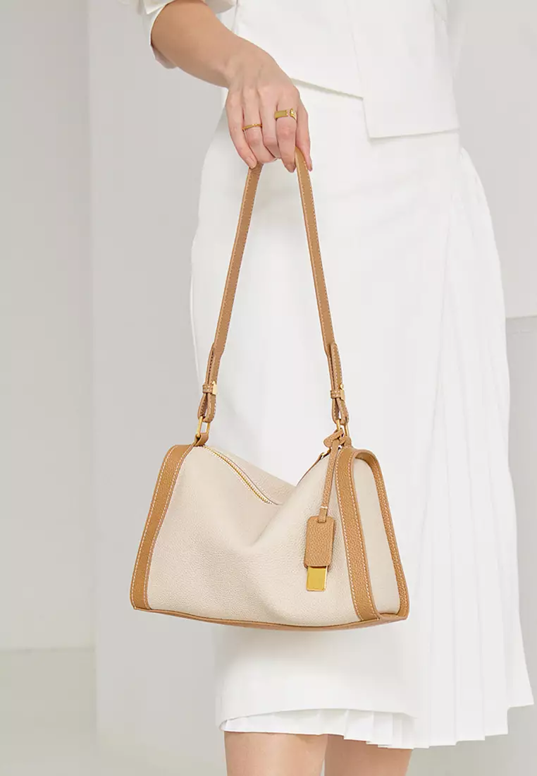 Women's Leather Color Contrast Crossbody Bag