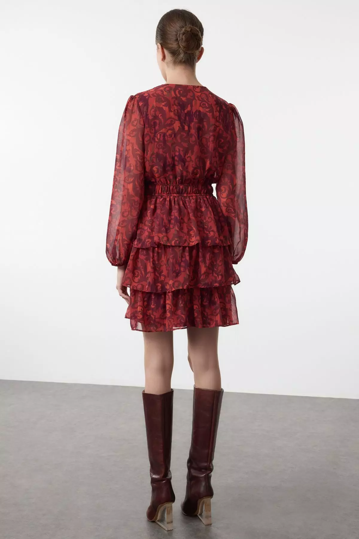 Burgundy Ethnic Mini Woven Dress TWOAW25EL00271