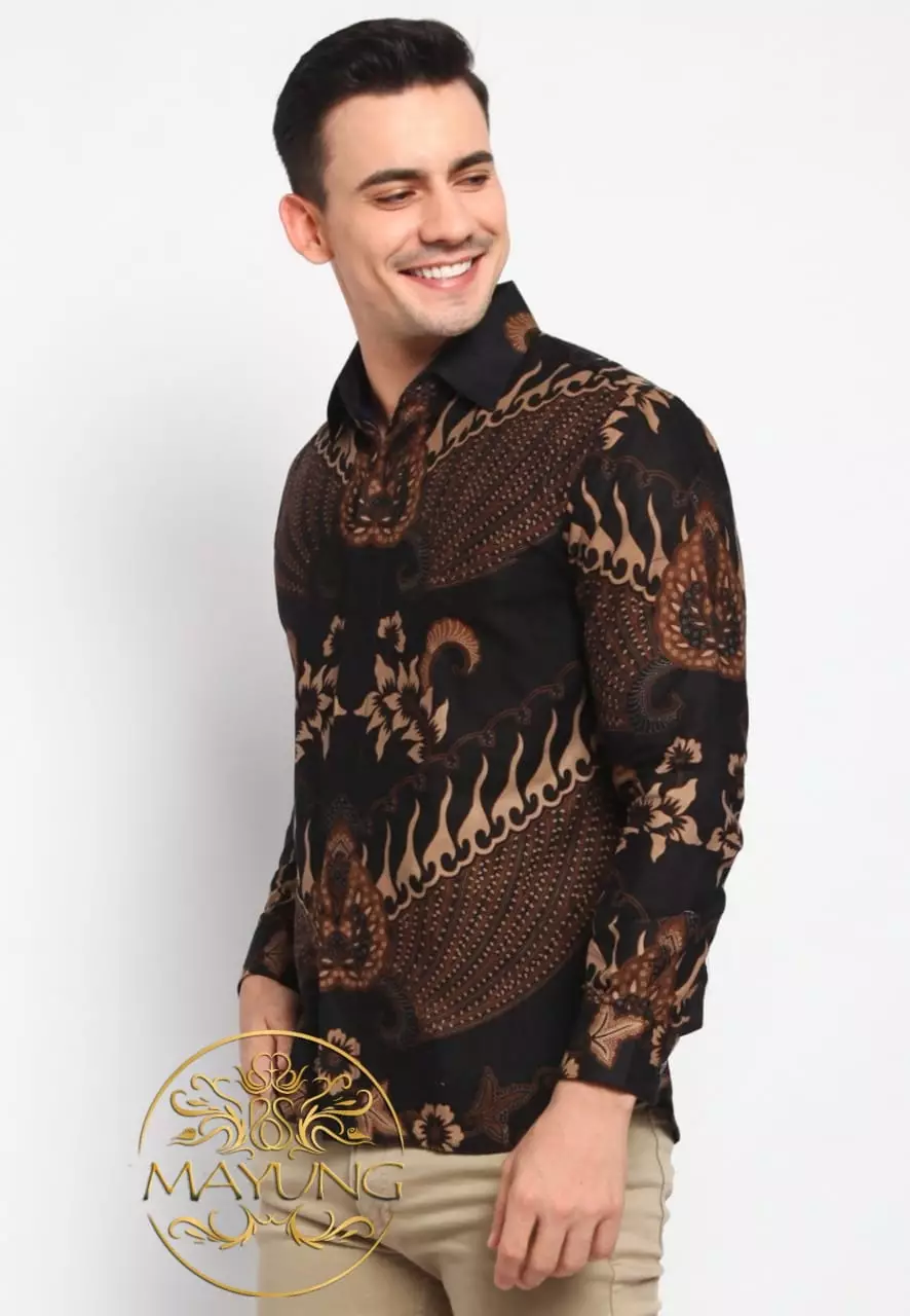 Black Bharah Kemeja Batik Pria Premium Slimfit Modern Lengan Panjang