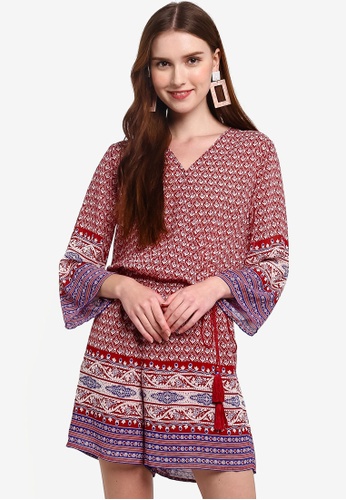 Shop Hopeshow Bohemian V Neck Capri Sleeve Romper Online On Zalora