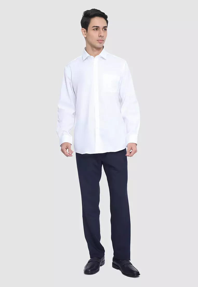 White Regular Fit Long Sleeve Shirt