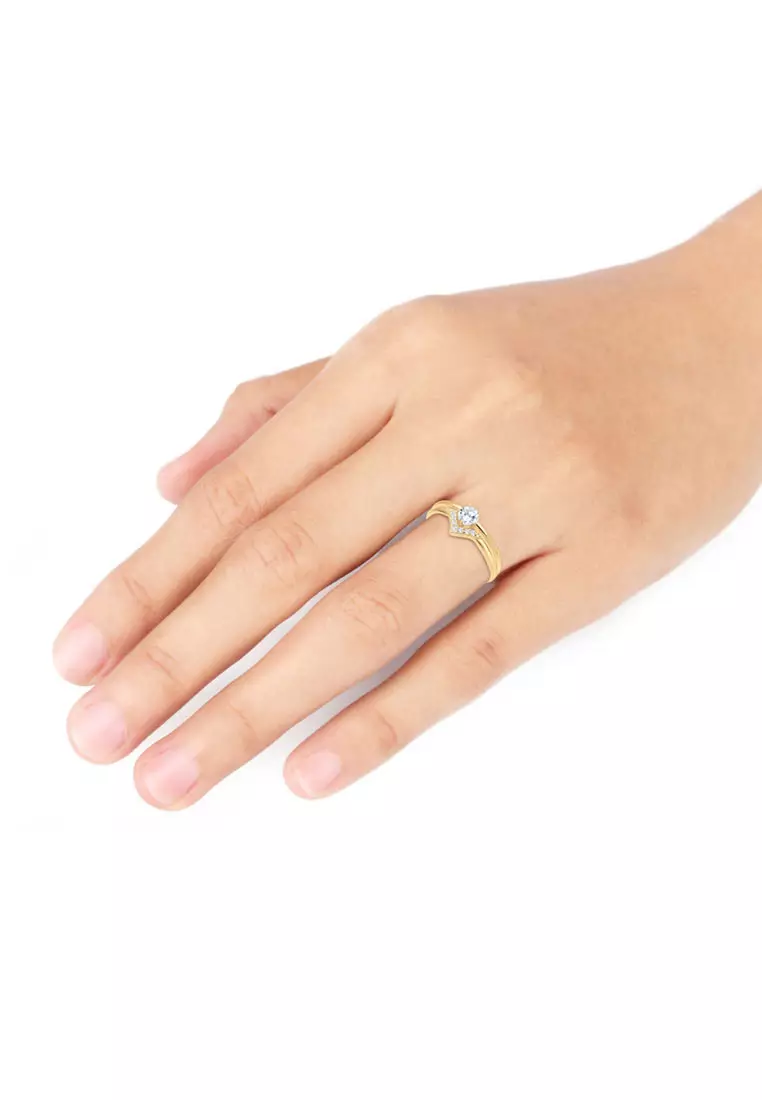 Ring Gold Plated Triangle Geo Zirconia