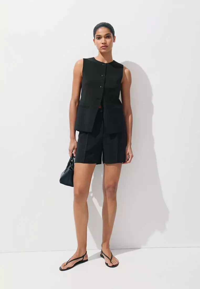Straight-Fit High-Waist Bermuda Shorts