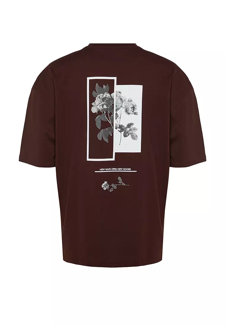 Oversized Crew Neck Floral Print Short Sleeve T-Shirt