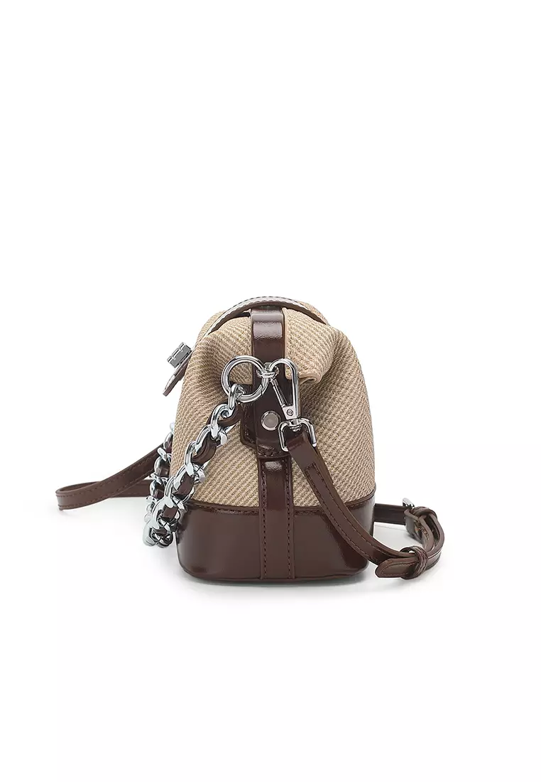 Women's Top Handle Bag / Sling Bag / Crossbody Bag / Shoulder Bag - Light Apricot / Brown