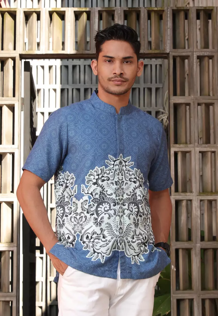 Hadinata Batik Pria Kemeja Pendek Koko Dobby Yunita Yasmin Raya Series