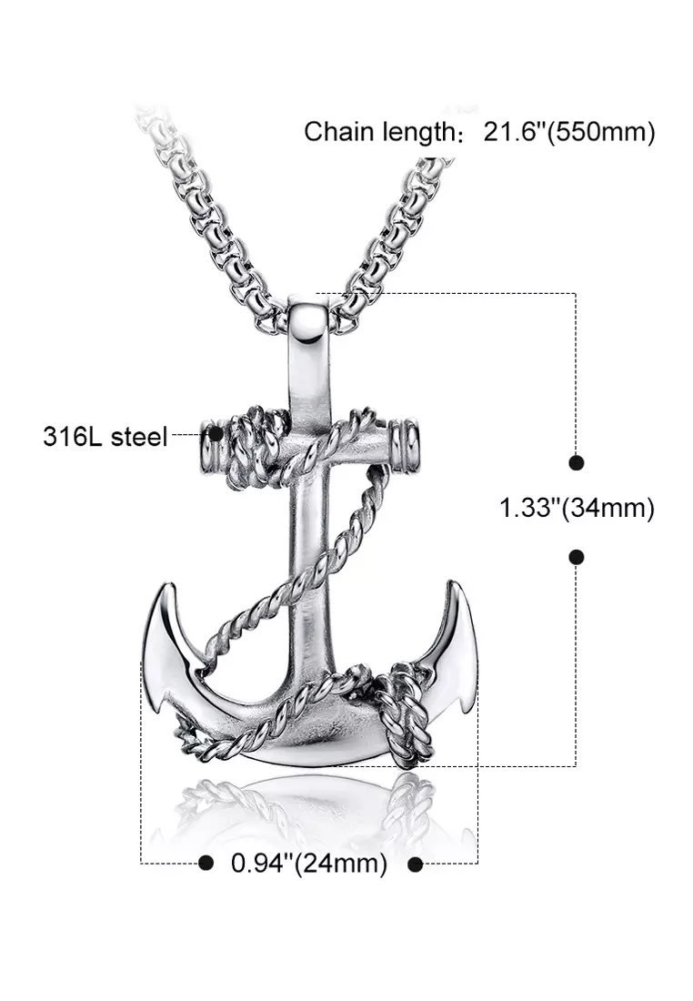 Men's silver anchor pendant sale