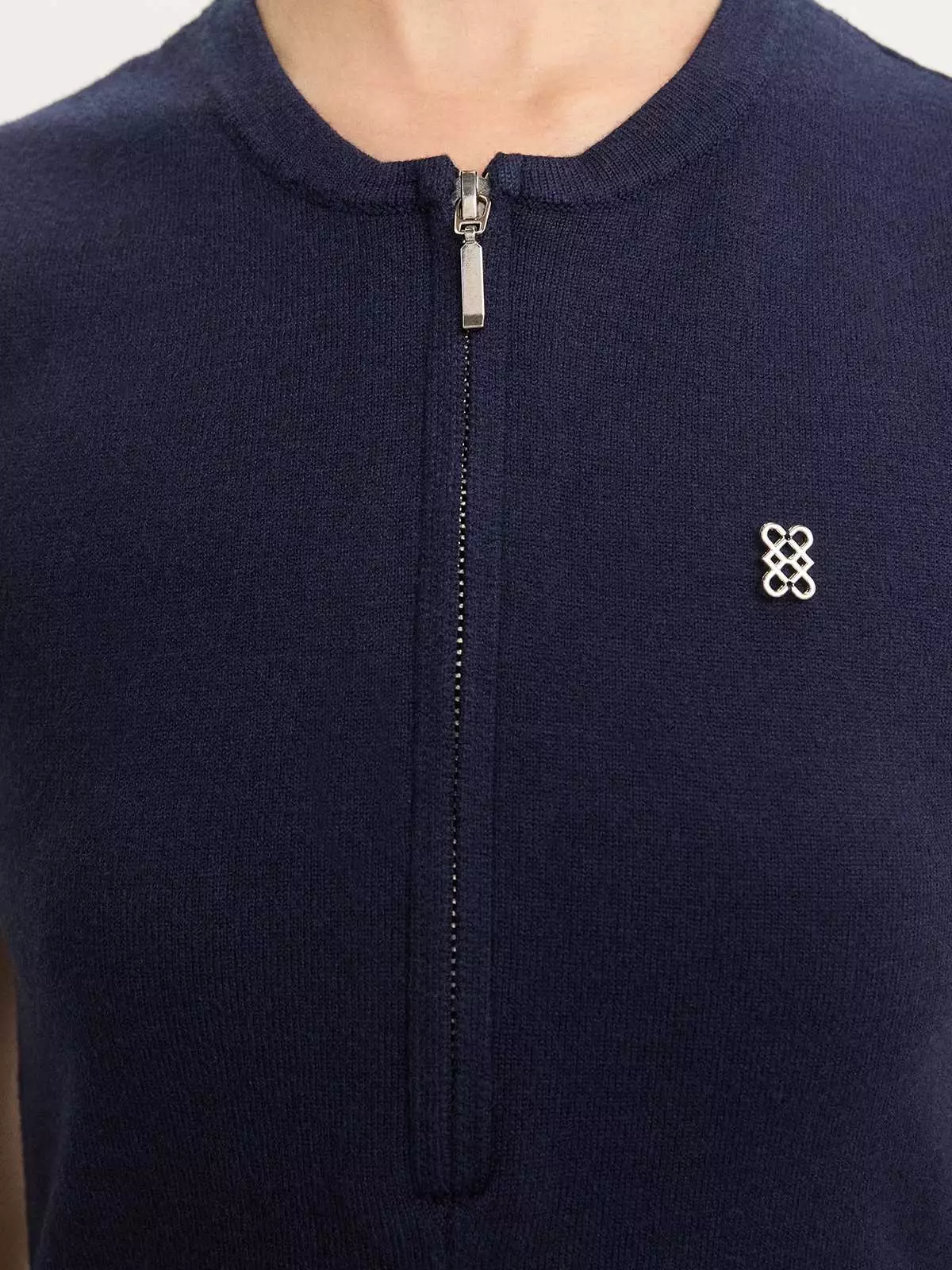 Pomelo - Mini Dress Wanita - Zip-Up Flared Dress - Navy