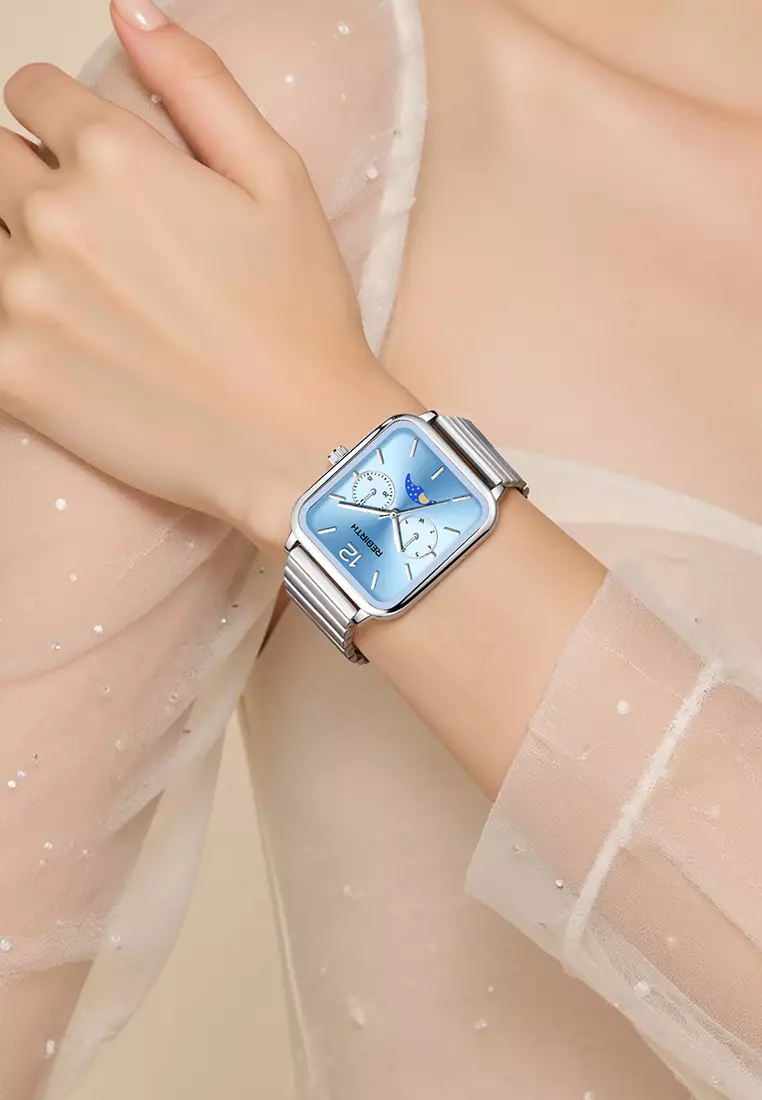 Jam Tangan Wanita Elegan Mewah Casual Anti Air Original Kekinian Tali Stainless Steel Jam Tangan Cewek blue