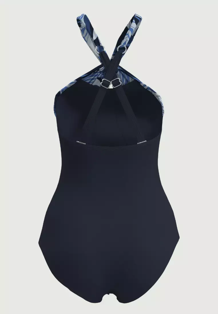 South Tropicana藍色扭結繞頸連身泳衣