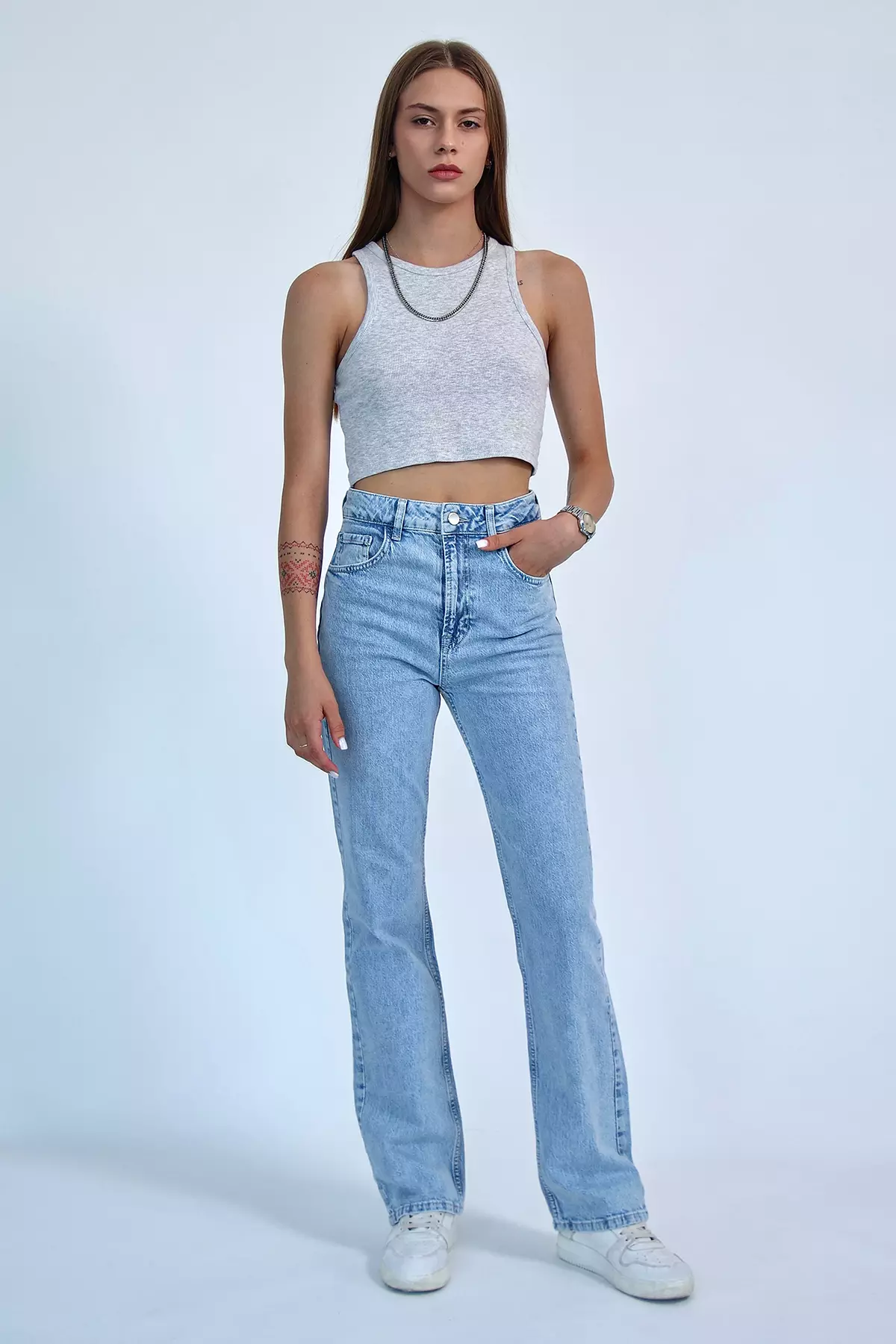 High Waist Straight Cut Comfort Jeans