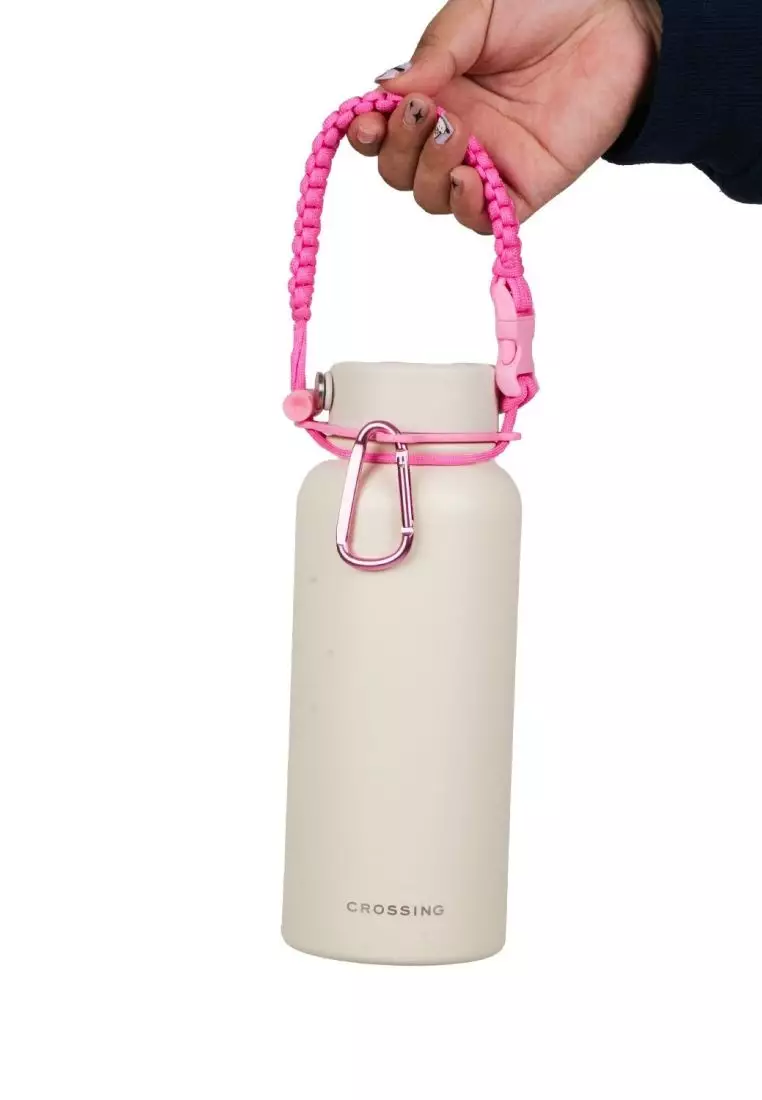Crossing Paracord Bottle Carrier Strap with Carabiner - Hot Pink