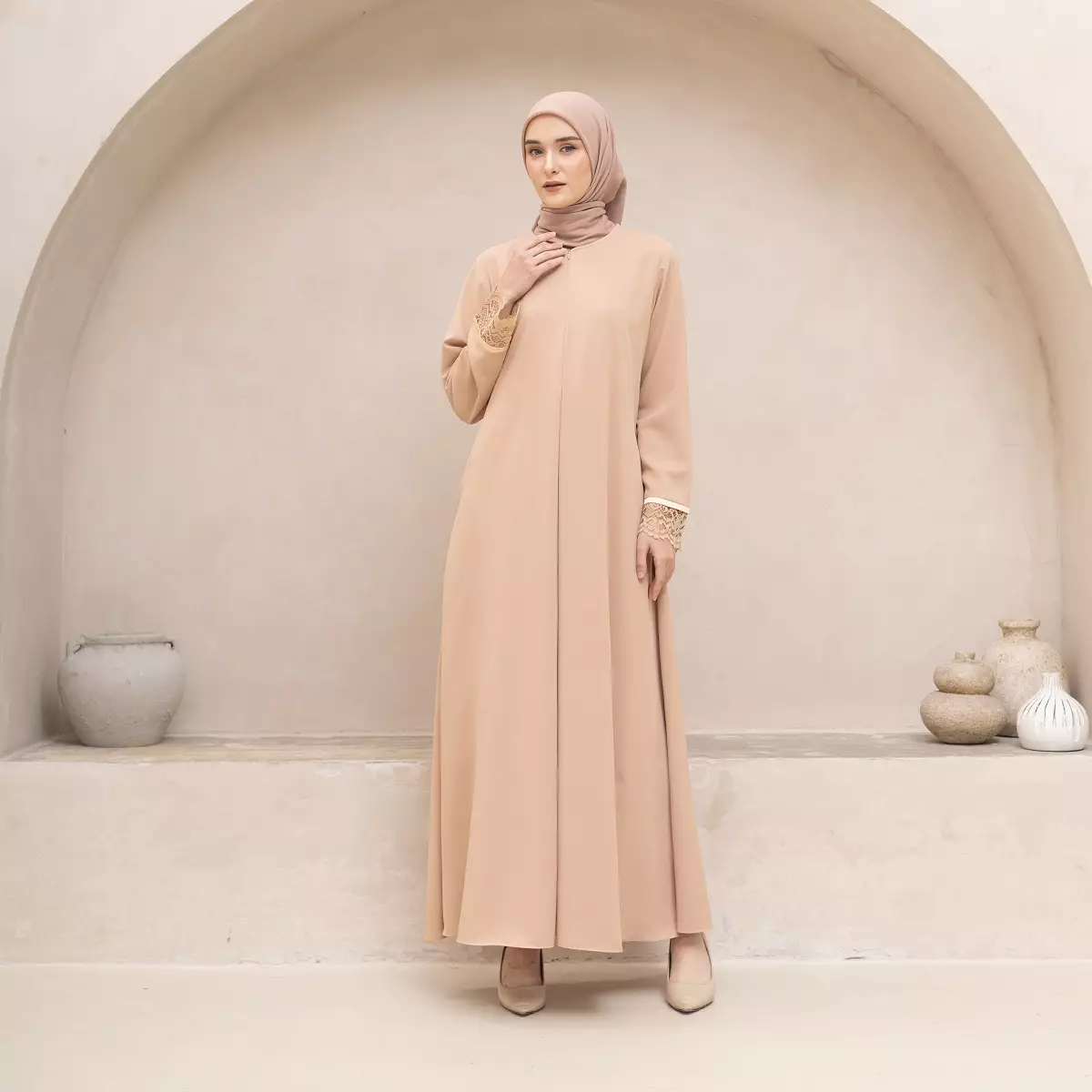 EPC Abaya Amara - Almond Cream - Moonlit Elegance Series