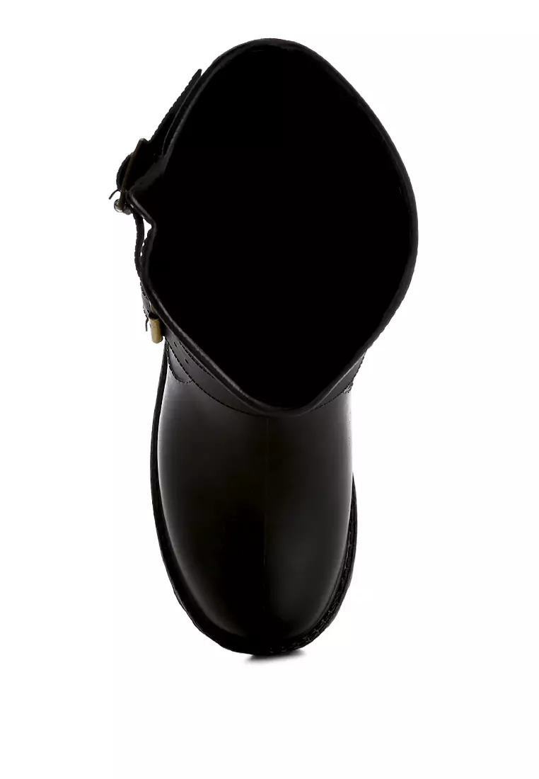 Black Harness Detail Rain Boots